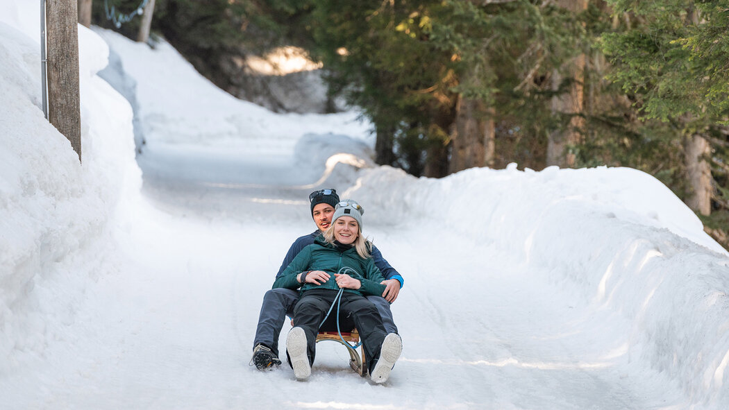 rodelspaß schlitten hintertux slide